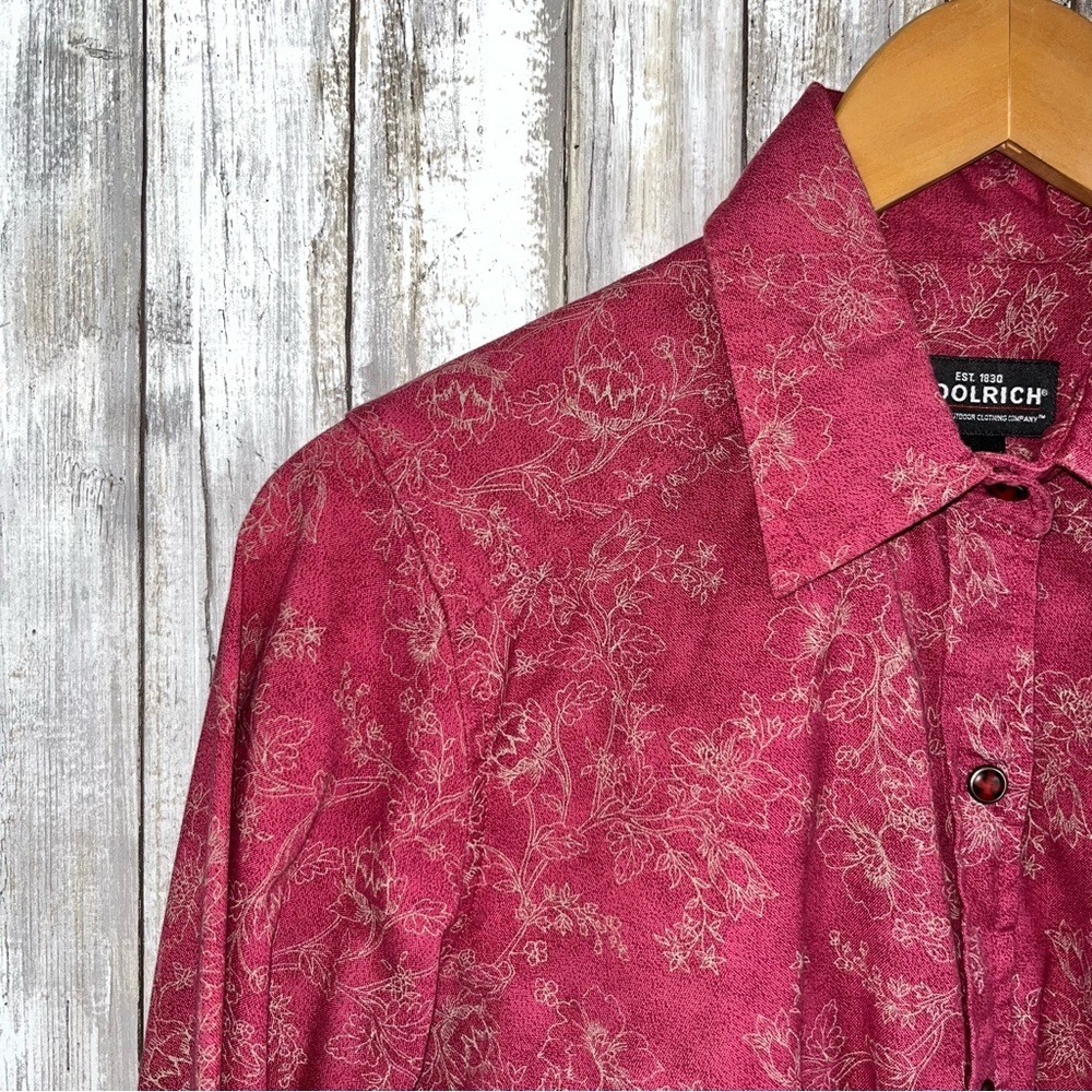 Woolrich Pink Floral Button Down Shirt Women Sm Snap Front Western Cottagecore - Picture 2 of 5